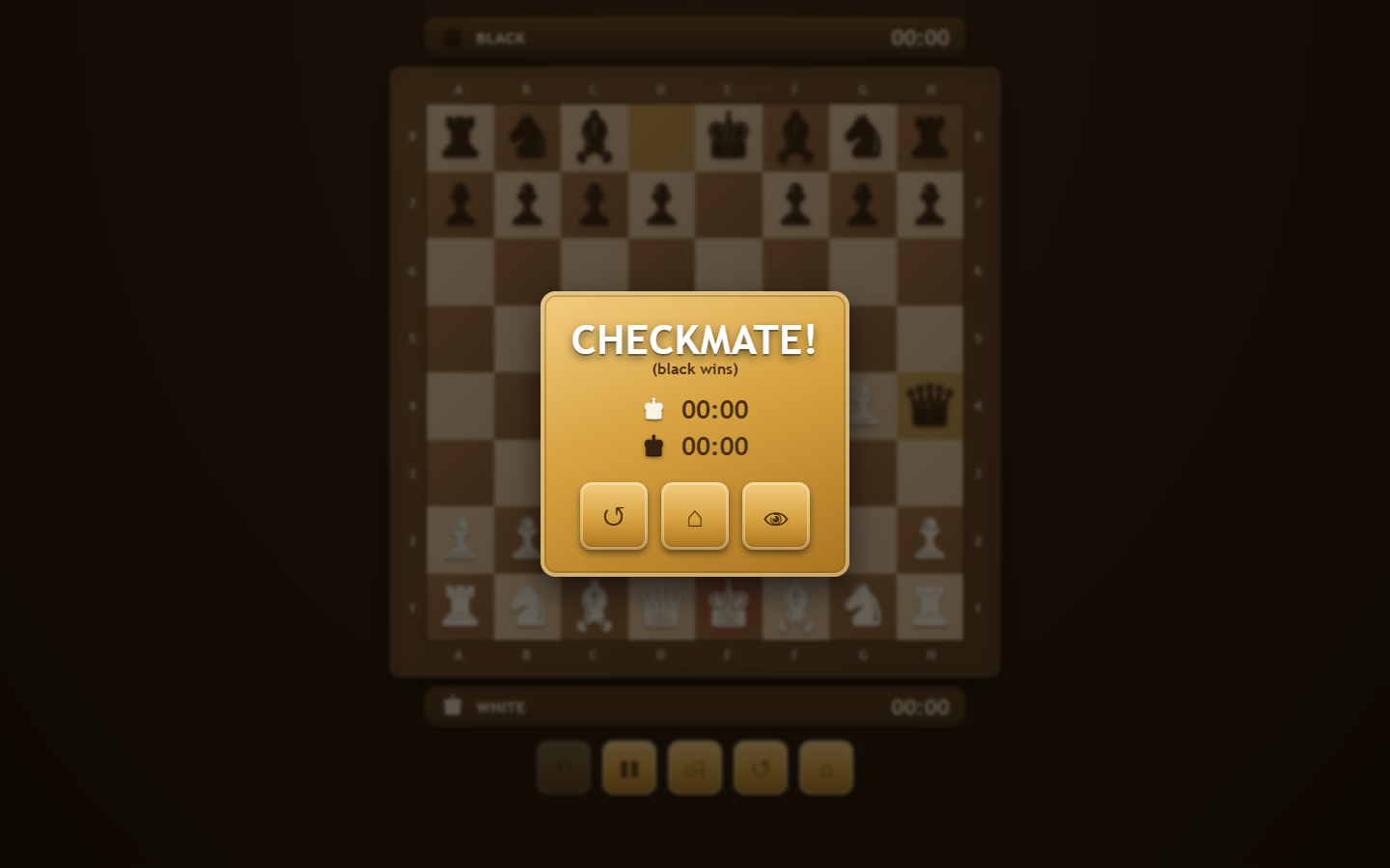 Chess Game checkmate result after normal play